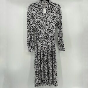Loft Shirt Dress Gray Leopard Animal Print Belted 4 New